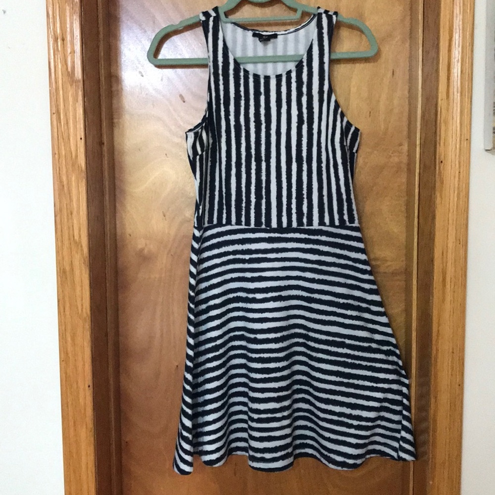 Black and white striped dress